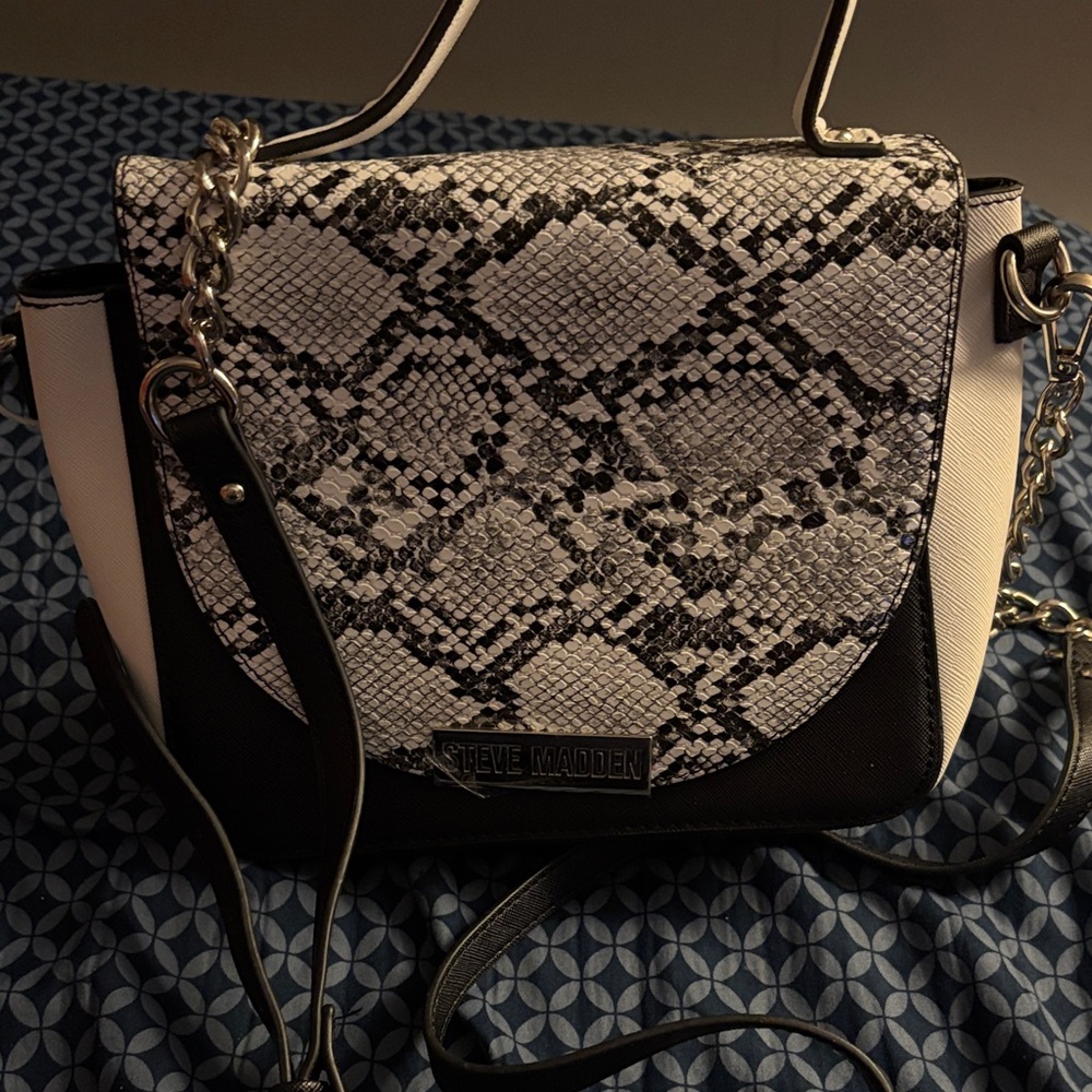 Steve Madden Monochrome Snake Print Crossbody Bag
